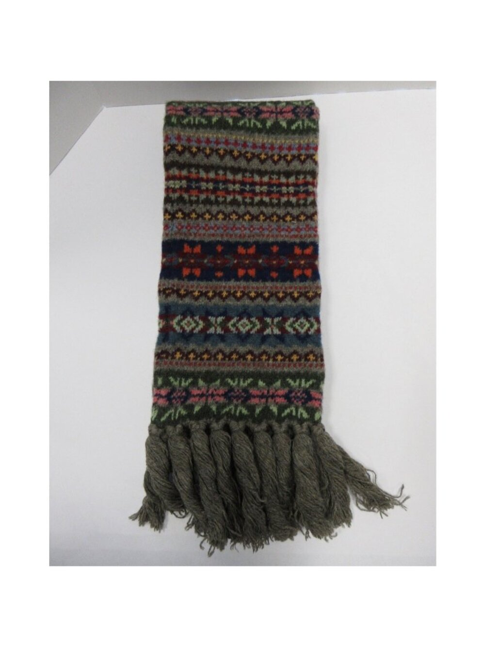 Polo Ralph Lauren Scarf Medium Wool Fair Isle Fringe Winter Classic